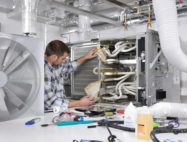 Burrillville Air Duct Cleaning specialist performing precision AC coil cleaning in Burrillville
