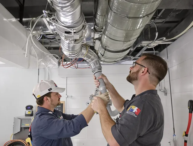 Burrillville Air Duct Cleaning technician performing thorough AC duct cleaning in Burrillville