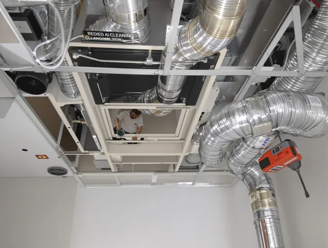 Burrillville Air Duct Cleaning technician performing detailed central duct system cleaning in Burrillville