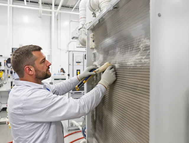 Burrillville Air Duct Cleaning technician performing precision commercial coil cleaning at a Burrillville business